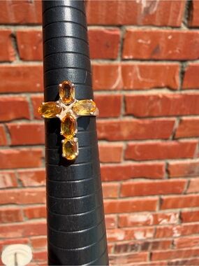 Yellow Citrine Cross Ring